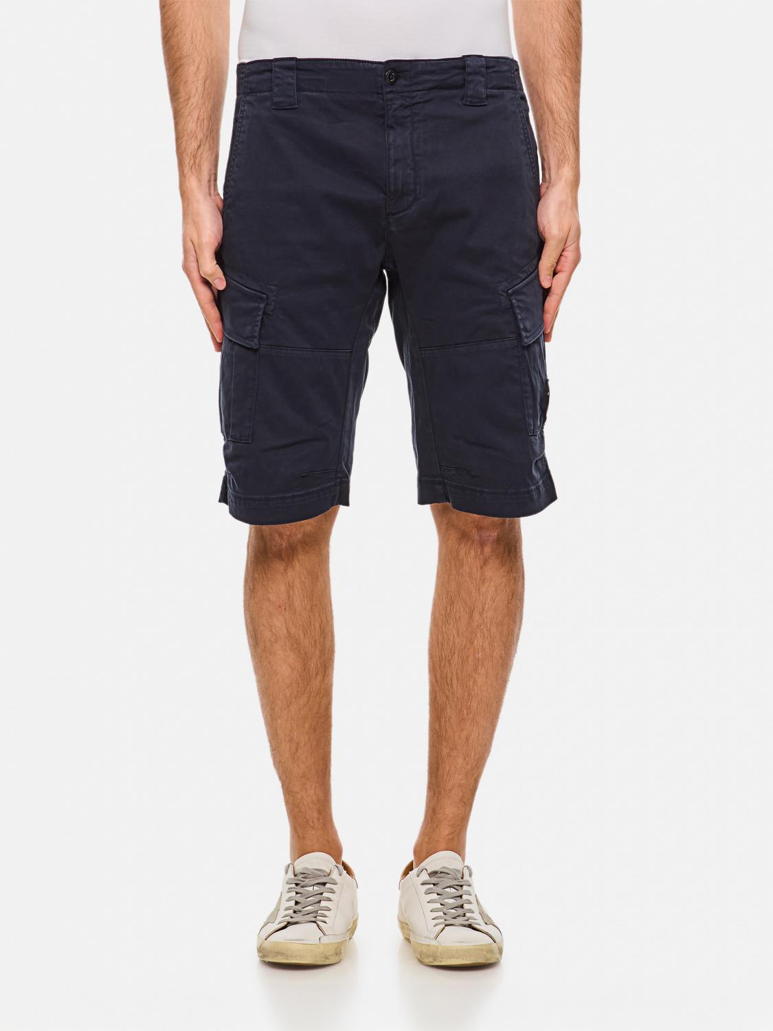 C.p. Company Sateen Stretch Cargo Shorts In Blue