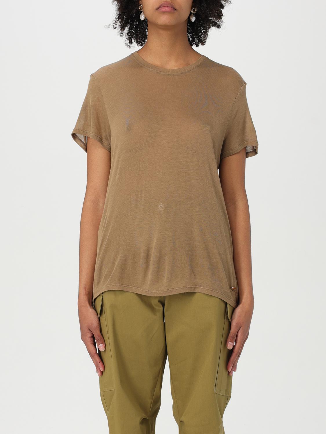 Tom Ford Bamboo Viscose T-shirt With Front Metal Logo In Brown