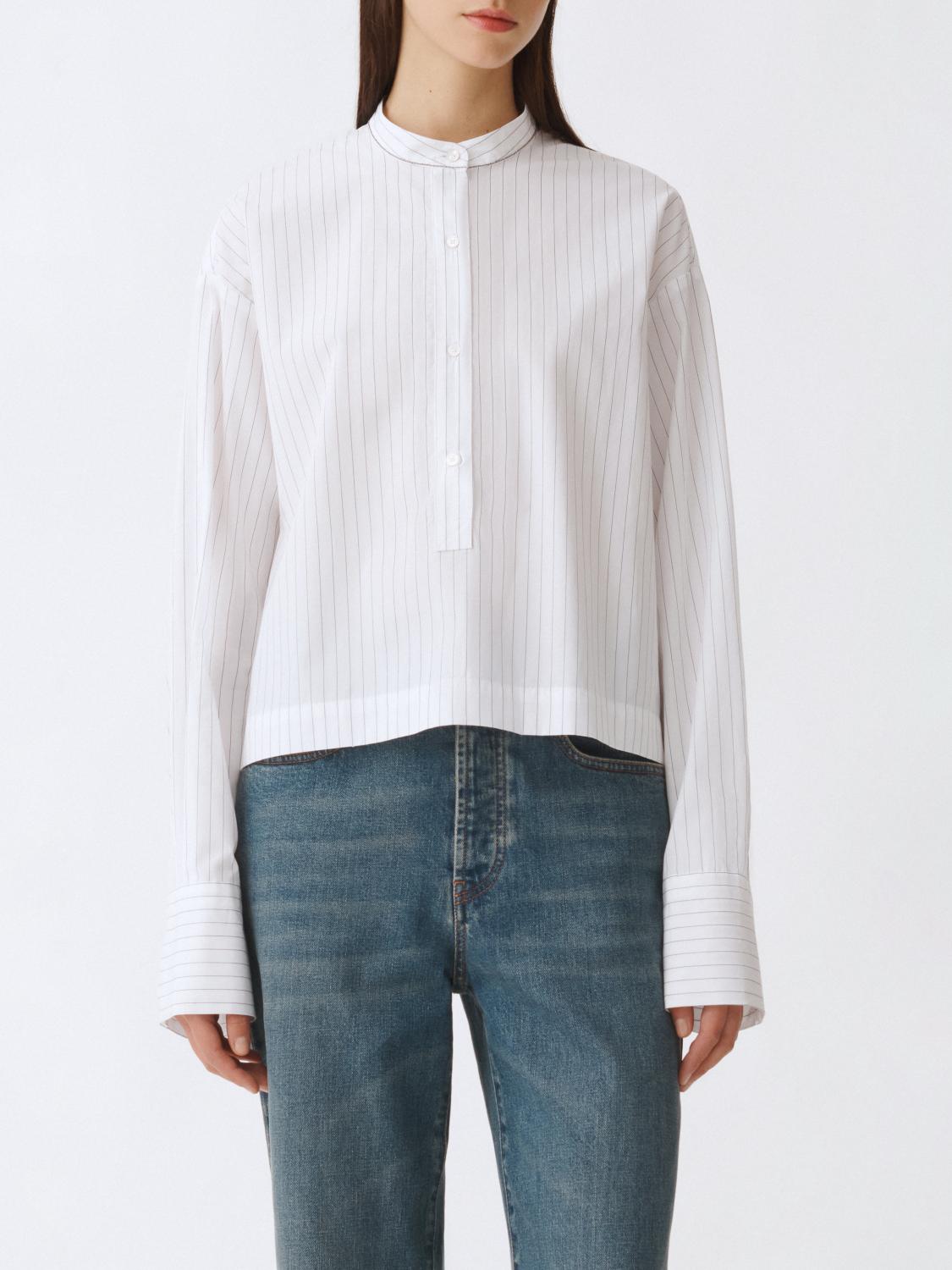 Fabiana Filippi Striped Cotton Poplin Shirt In White