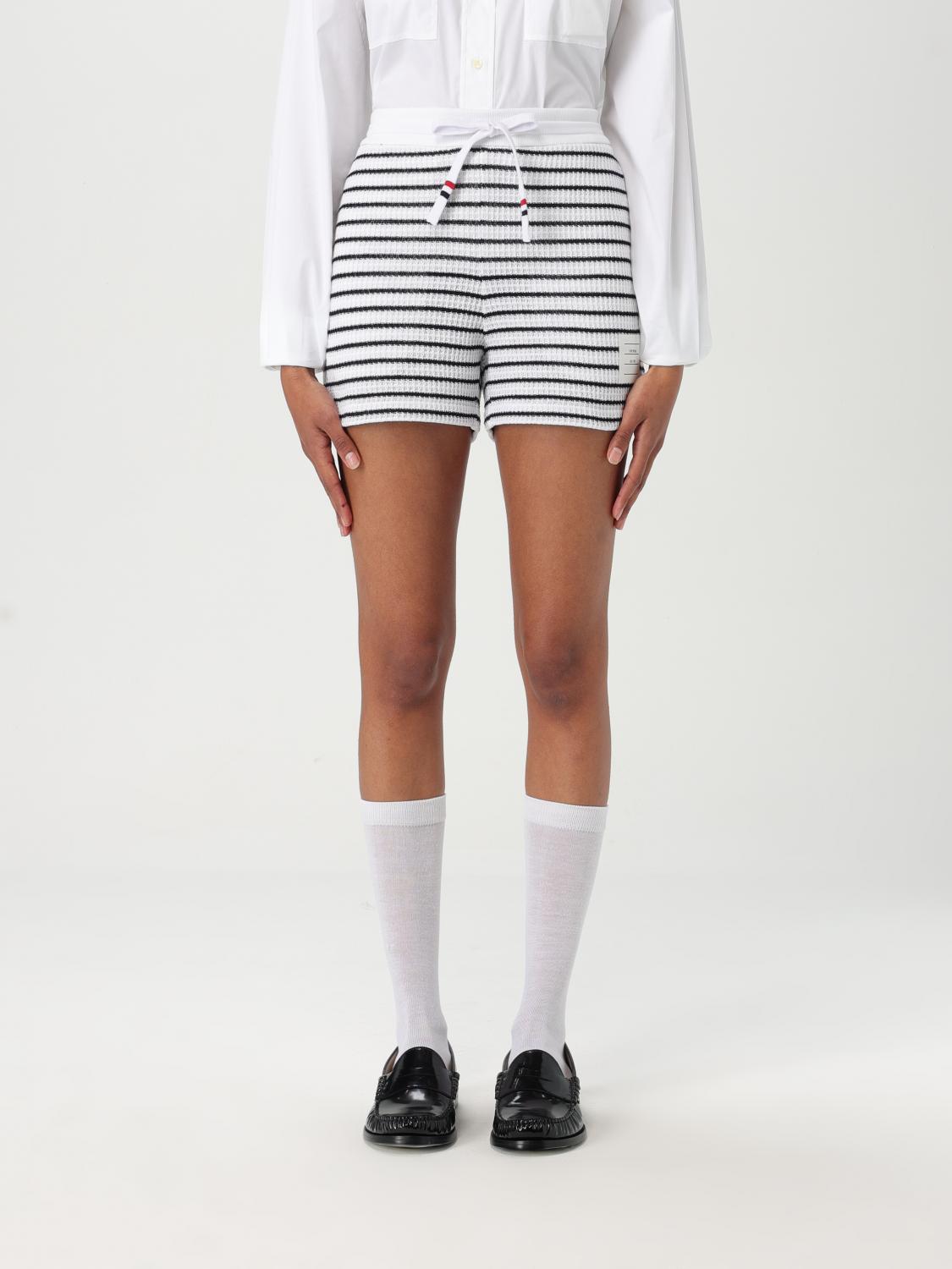 Thom Browne Striped Cotton Shorts With Adjustable Drawstring In Multicolor