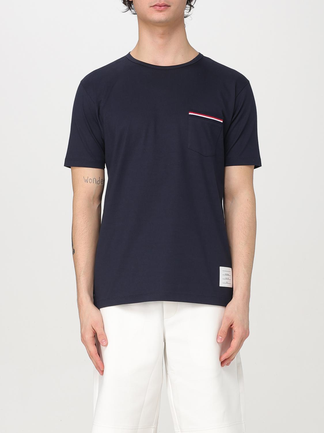 Thom Browne Jersey Cotton Short Sleeve Pocket Tee In Blue