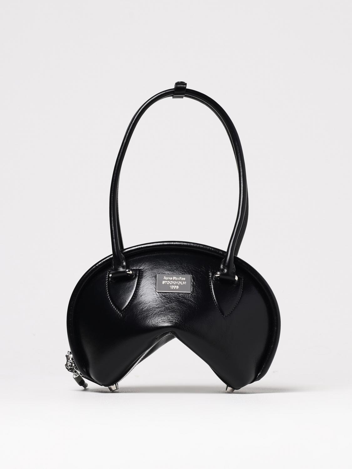 Acne Studios Black Handbag With Two Top Handles And Logo Plaque On The Front In Leather Woman In Black