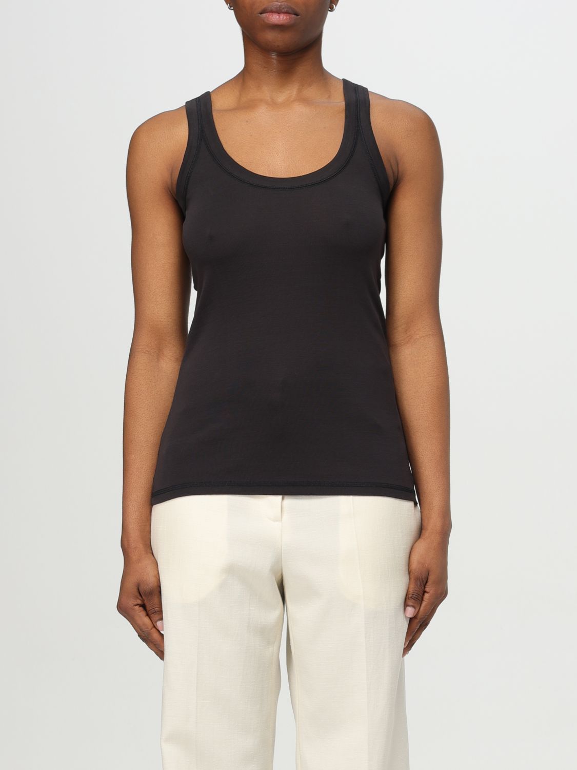 Lemaire Ribbed Sleeveless Top With In Black