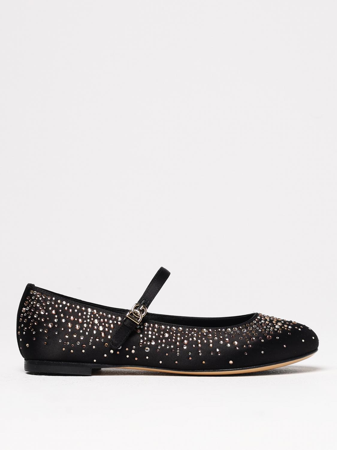Dolce & Gabbana Crystal-embellished Ballerina Shoes In Black
