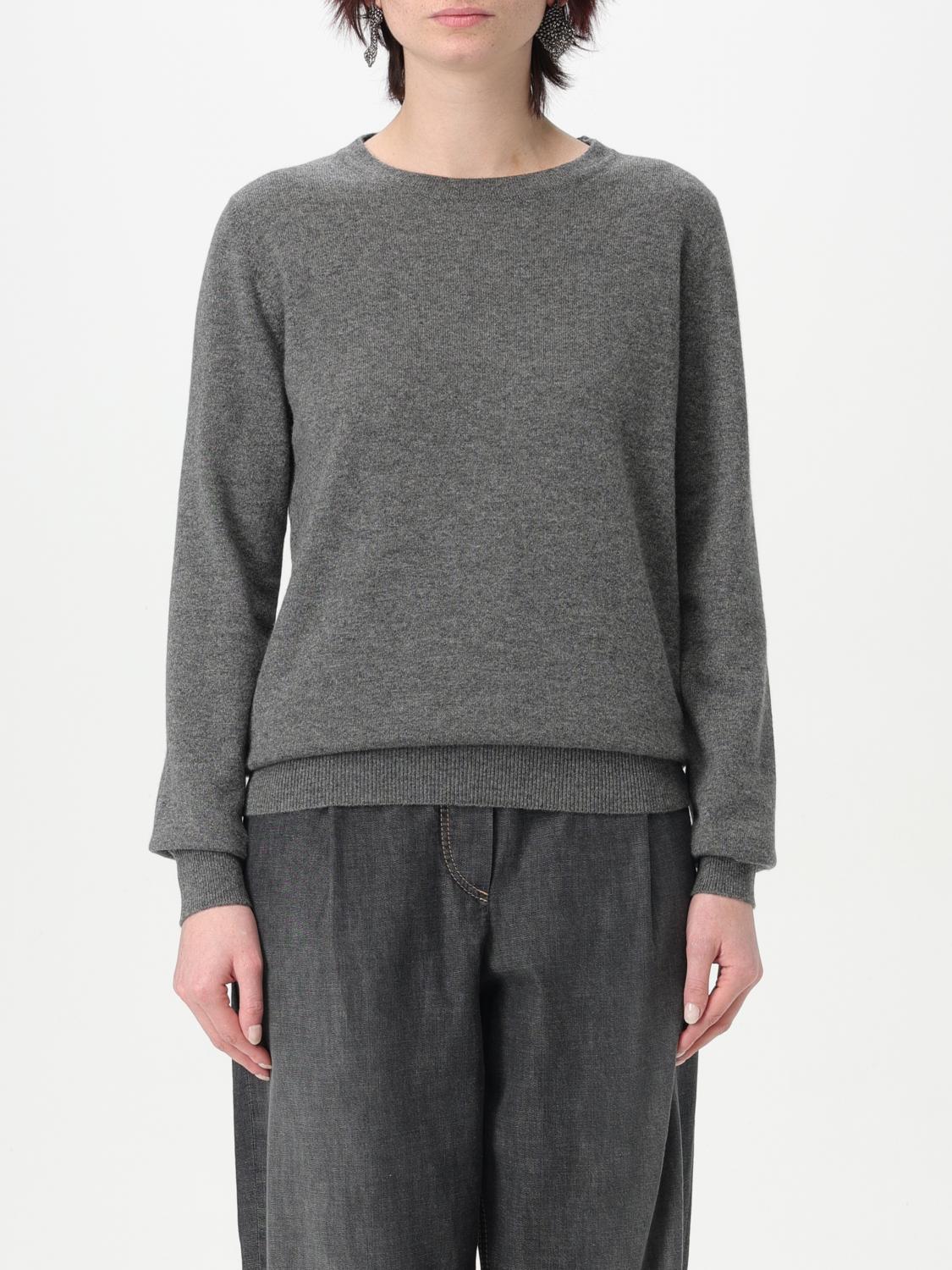 Brunello Cucinelli Sweater Woman Color Lead In Lead