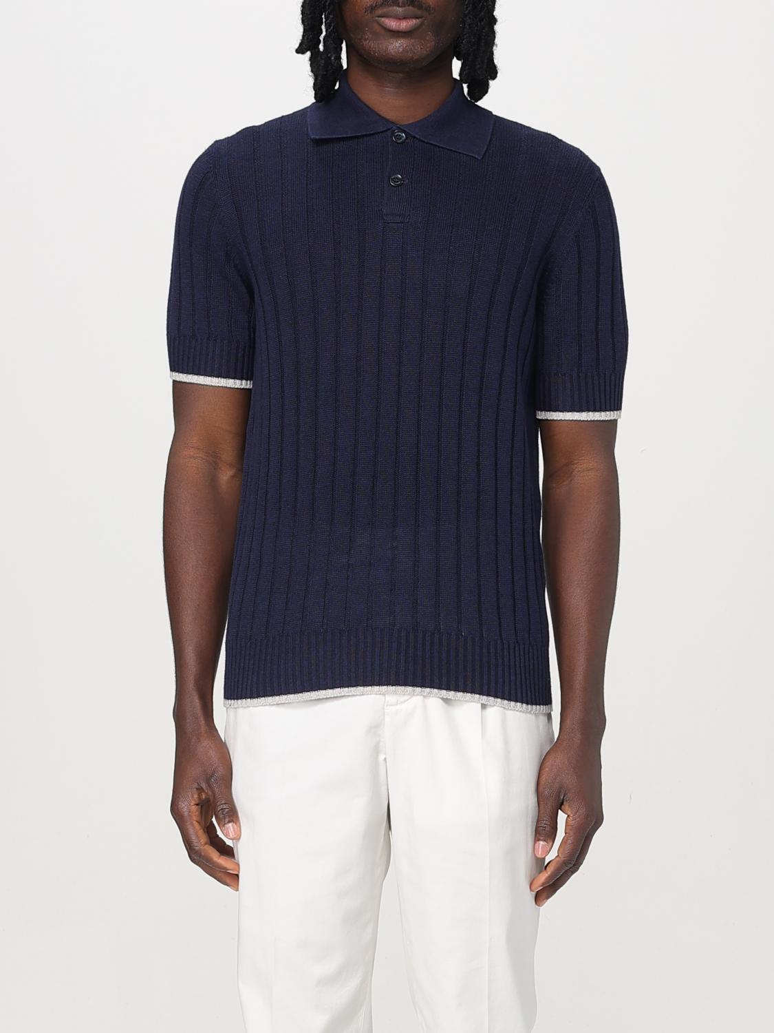Brunello Cucinelli Polo Shirt Men Color Blue In Blue