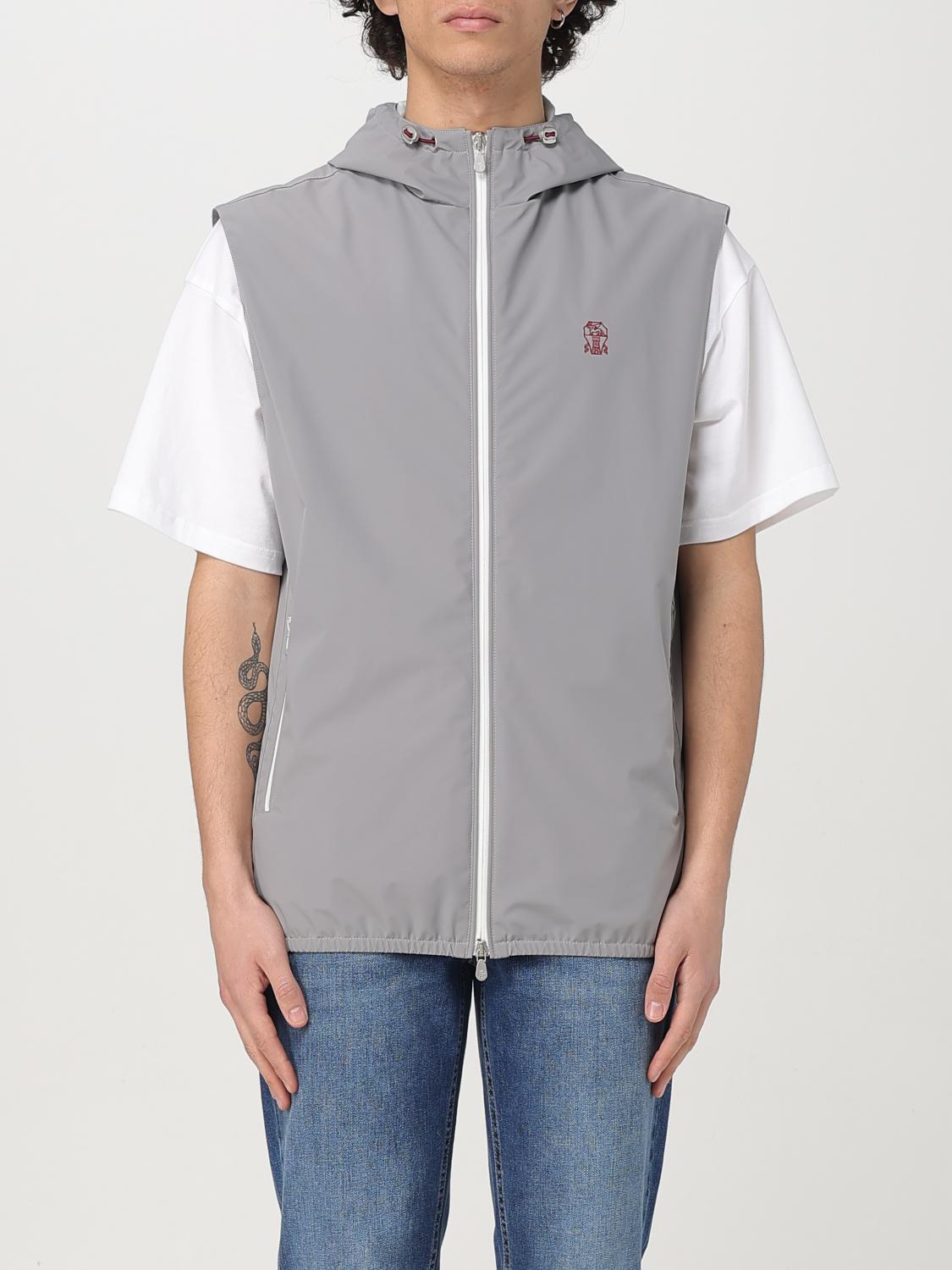 Brunello Cucinelli Nylon Down Vest In Grey