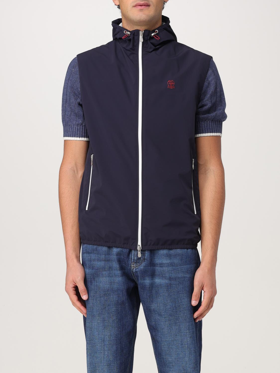 Brunello Cucinelli Water-resistant Zip-up Vest In Navy