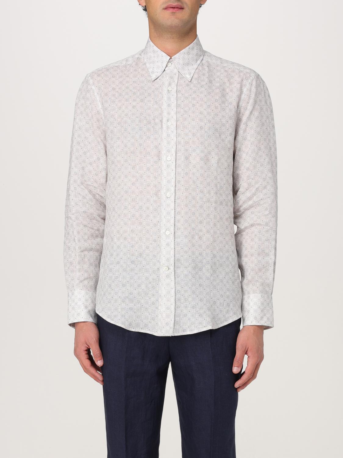 Brunello Cucinelli Linen Grey Shirt With Classic Button-down Design In White