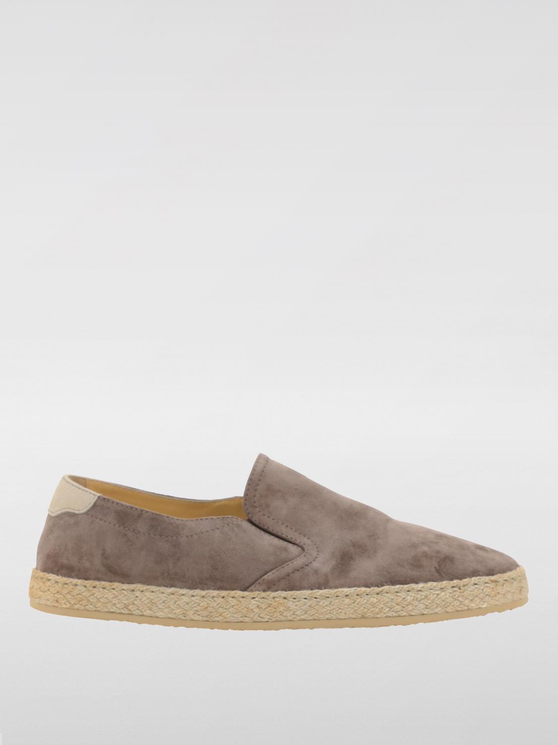 Brunello Cucinelli Leather Espadrilles With Contrast Heel Panel In Dove Grey