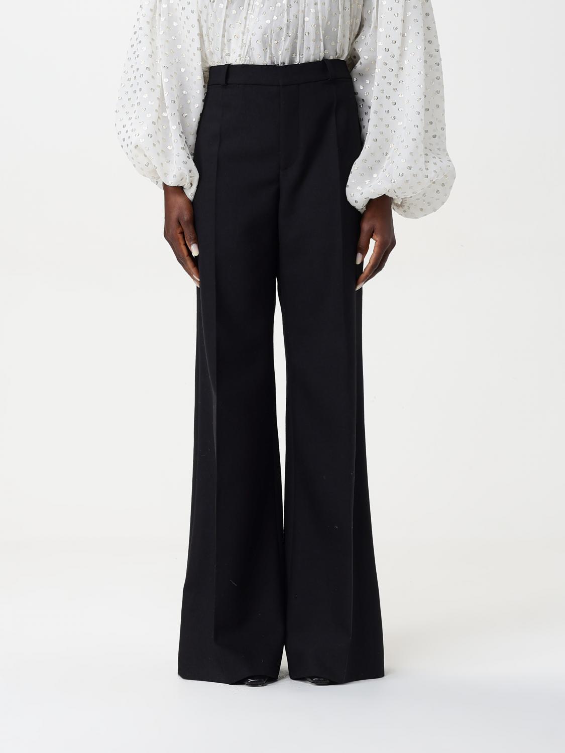 Chloé High-rise Grain De Poudre Wool Wide-leg Pants In Schwarz