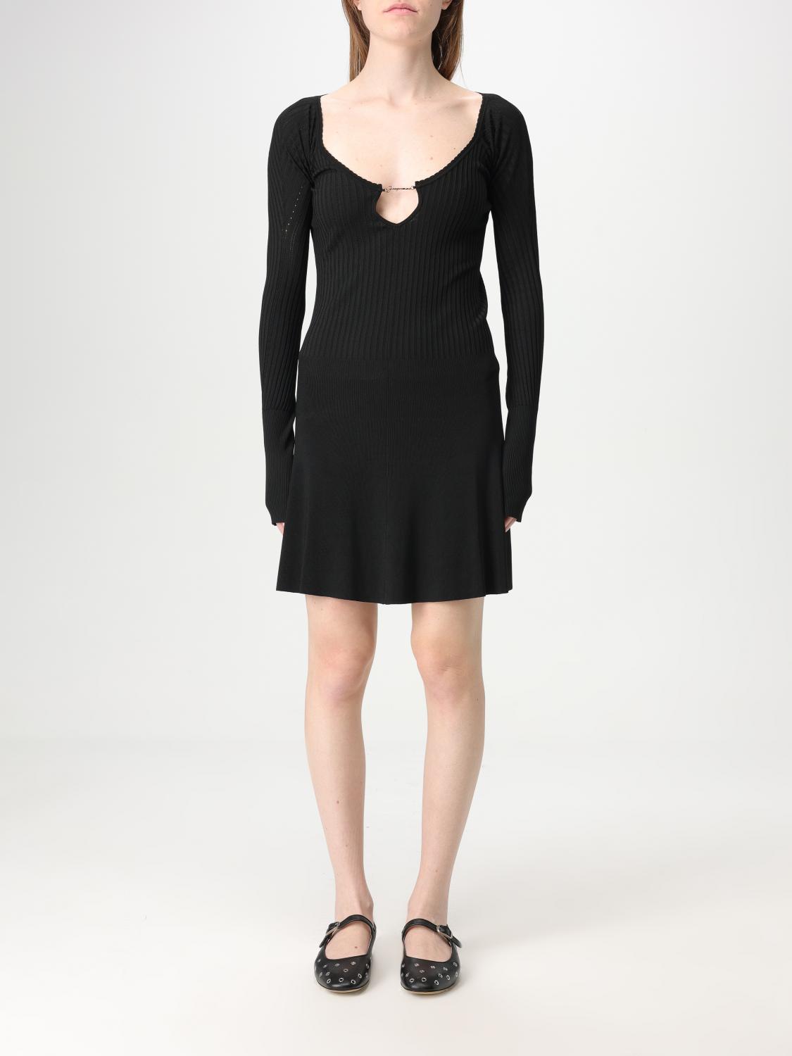 Jacquemus Womens Black Logo-plaque Slim-fit Knitted Mini Dress In Black
