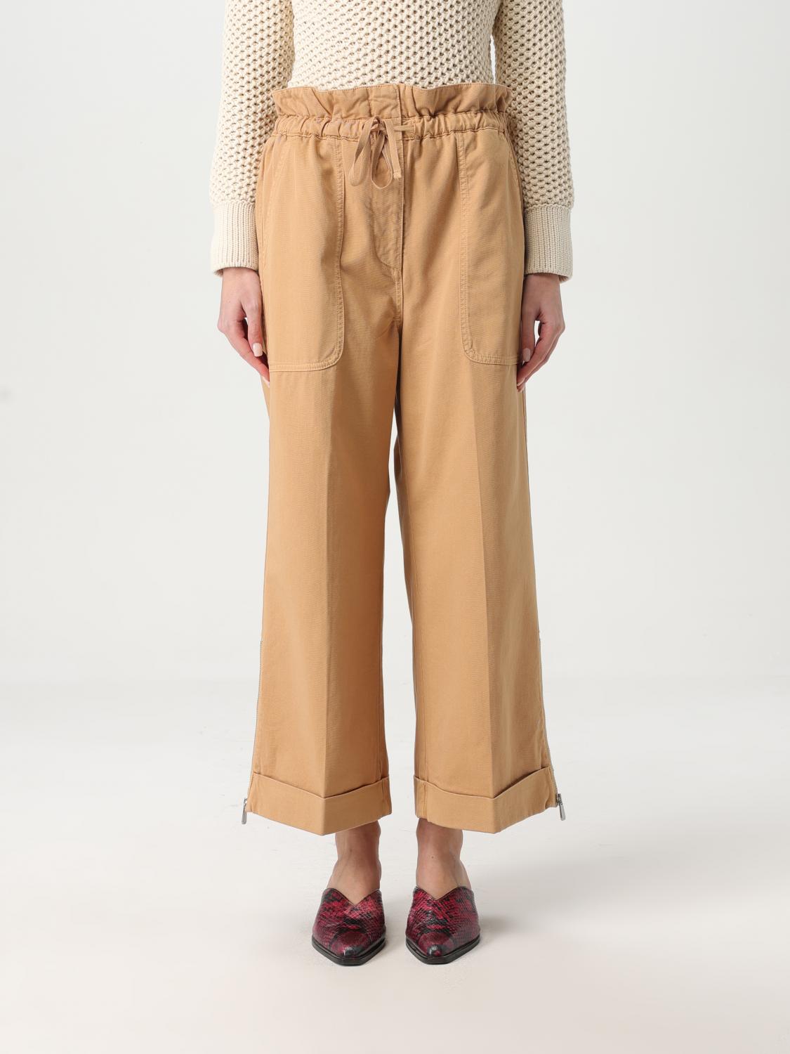 Pinko Wide Culotte Trousers In Light Fabric In Braun