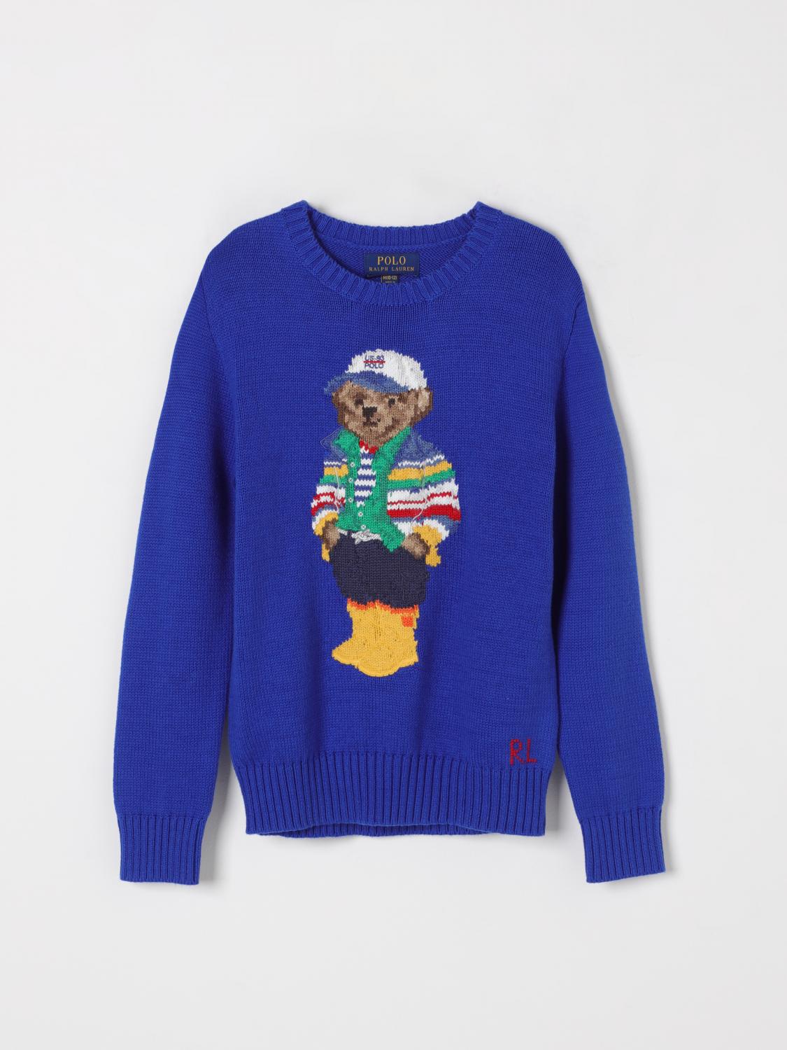 Polo Ralph Lauren Polo Bear Cotton Sweater In Royal Blue