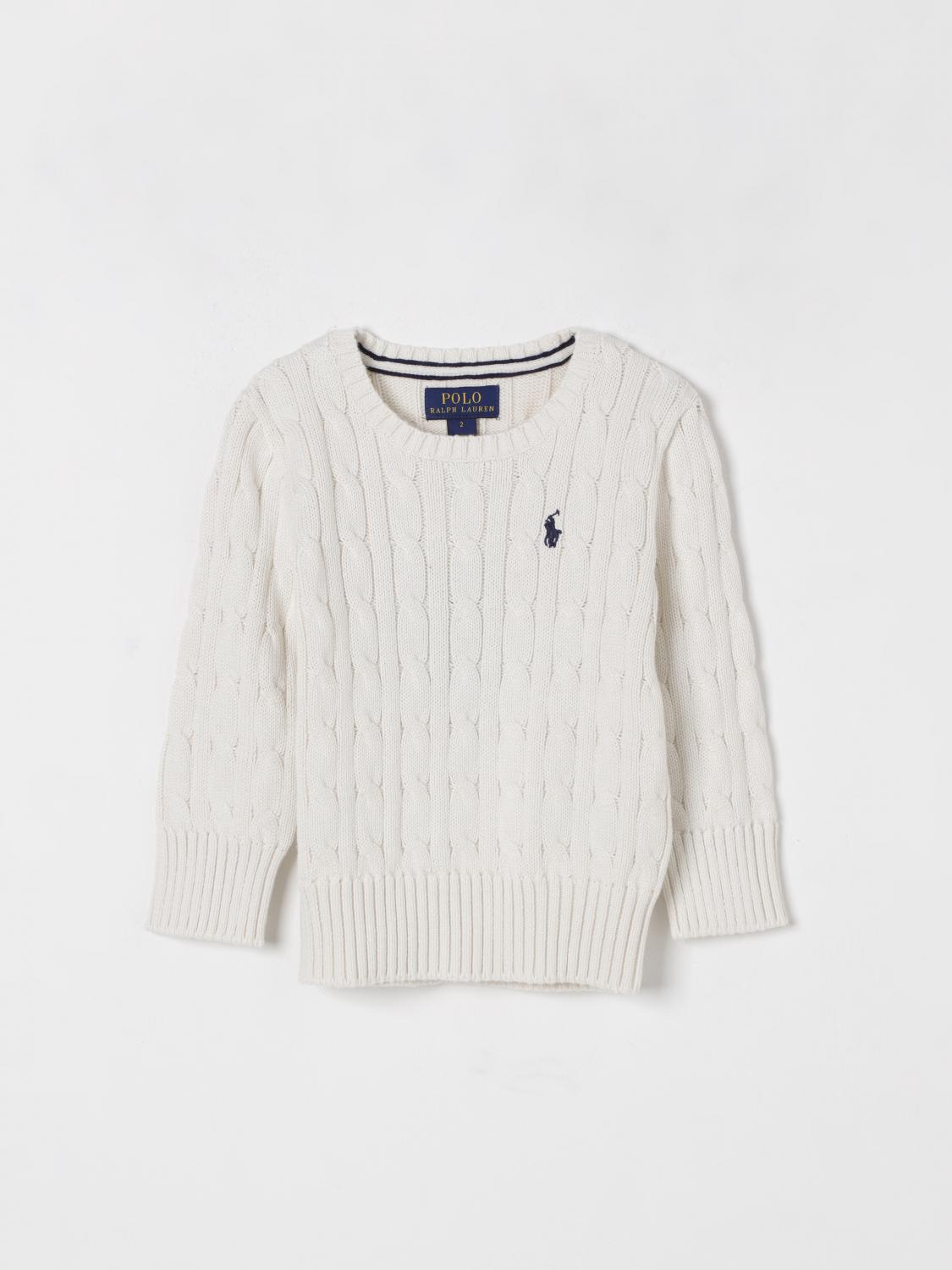 Polo Ralph Lauren Boys White Kids Brand-embroidered Cable-knit Knitted Jumper 7-14 Years In White