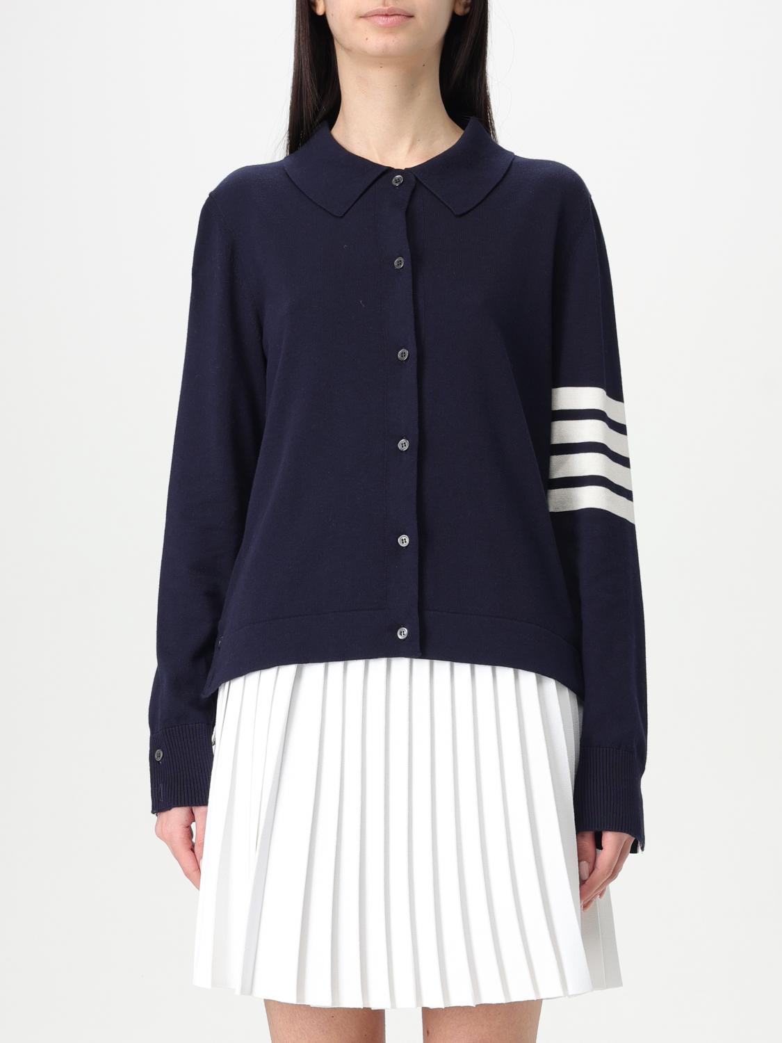 Thom Browne Cardigan Woman Color Blue In Navy