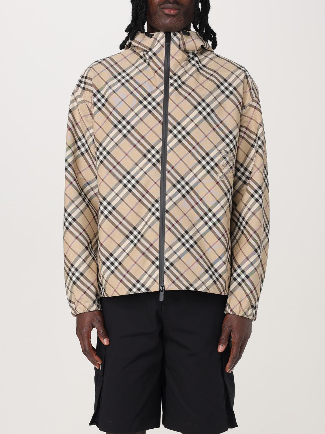 Burberry Men Embroidered Polyester Reversible Jacket In Nude