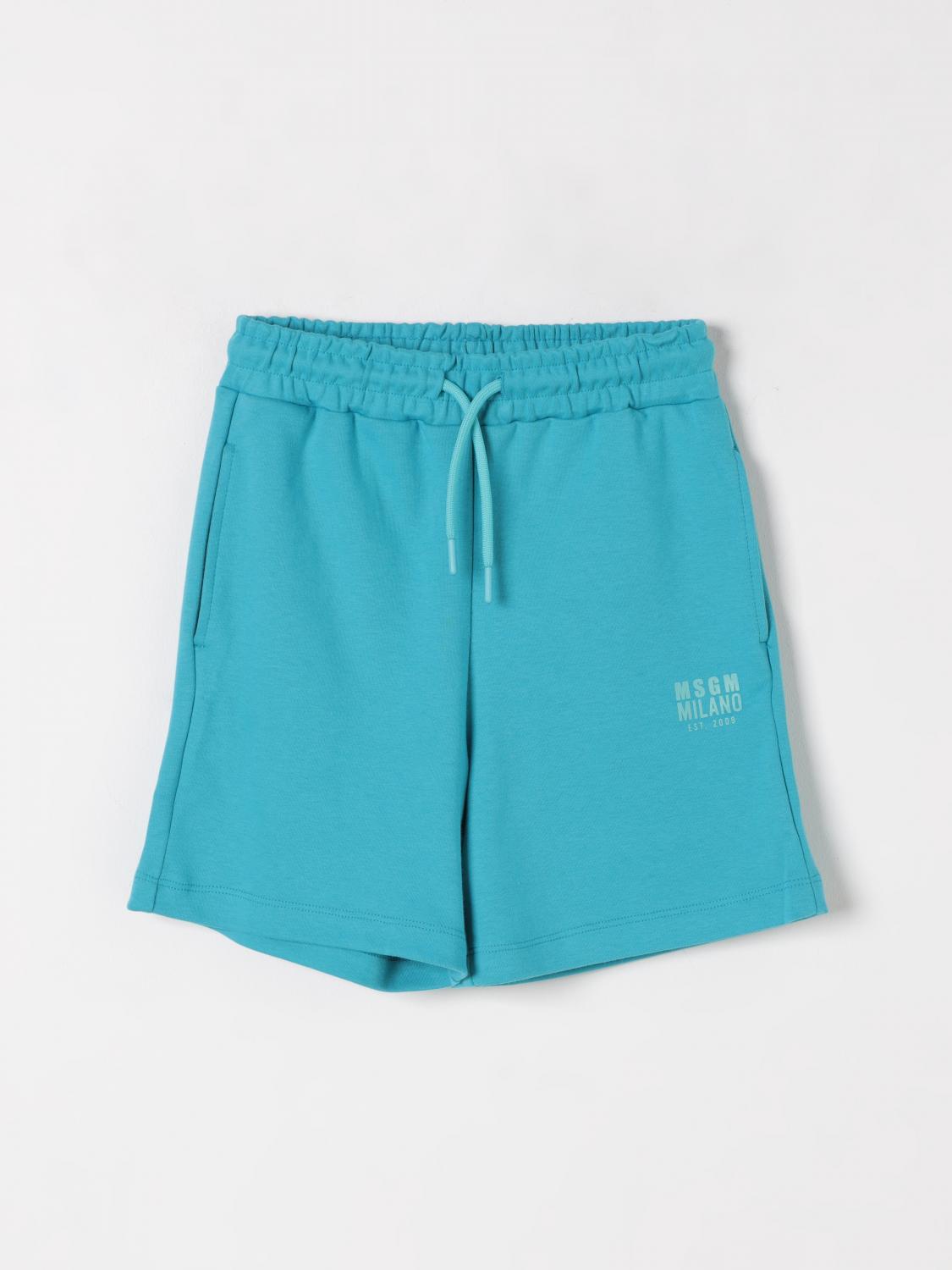 Shop Msgm Short Kids Kids Color Gnawed Blue
