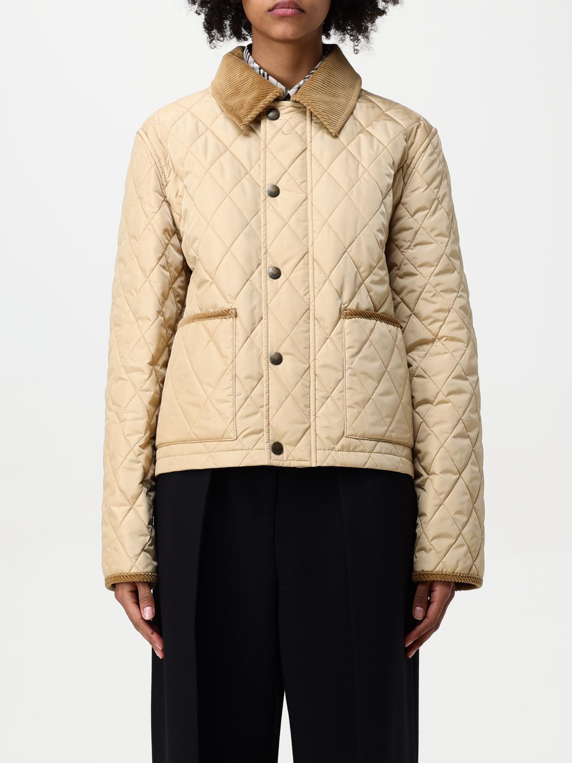 Shop Burberry Jacket Woman Color Nude