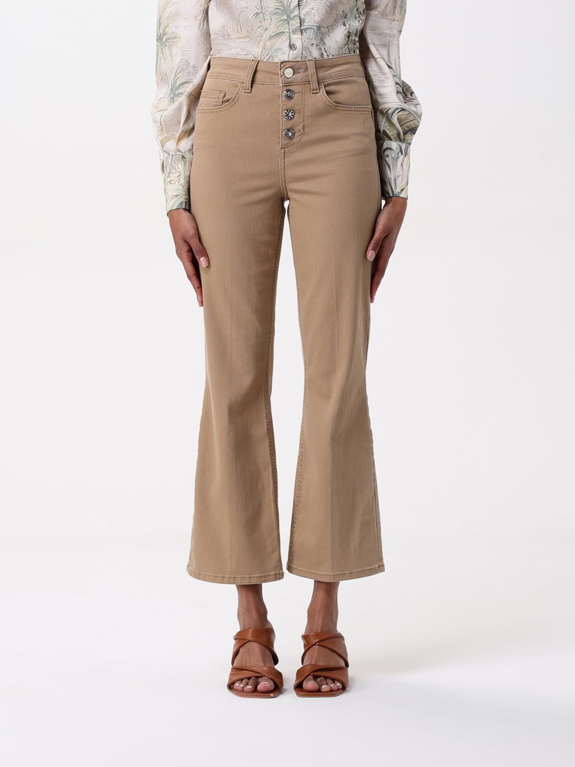Liu •jo Pantaloni Bootcuti A Vita Alta Beige In Beige