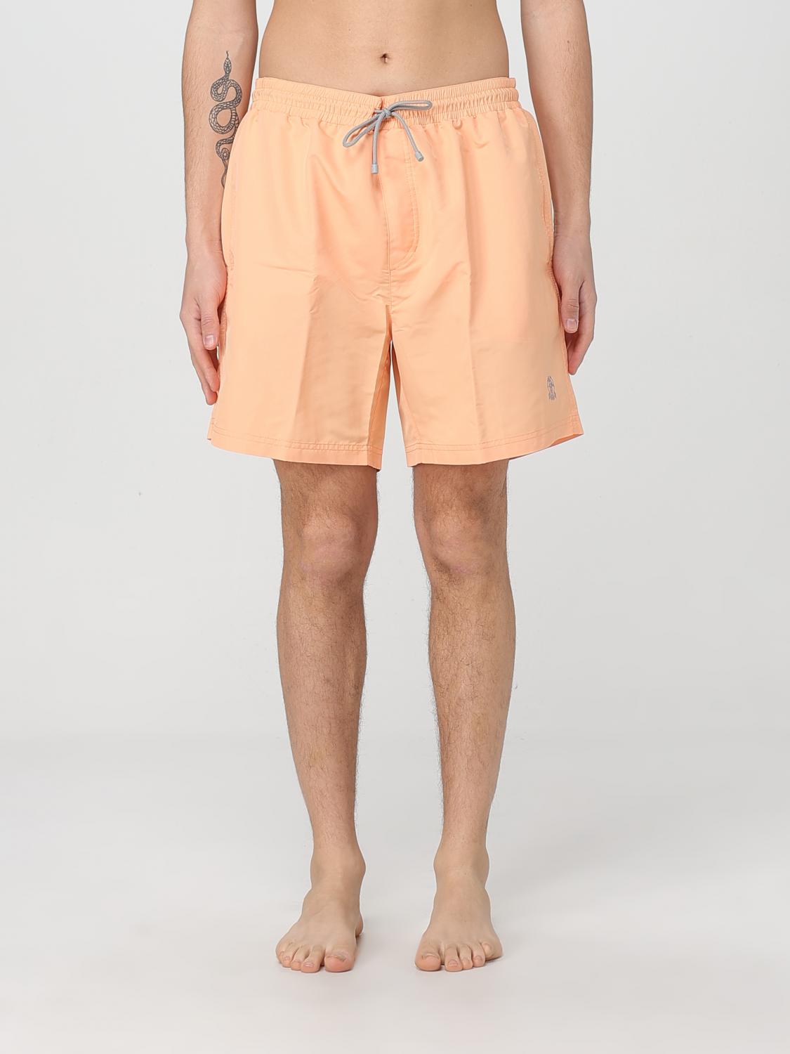 Brunello Cucinelli Men's Swim Shorts In Orange