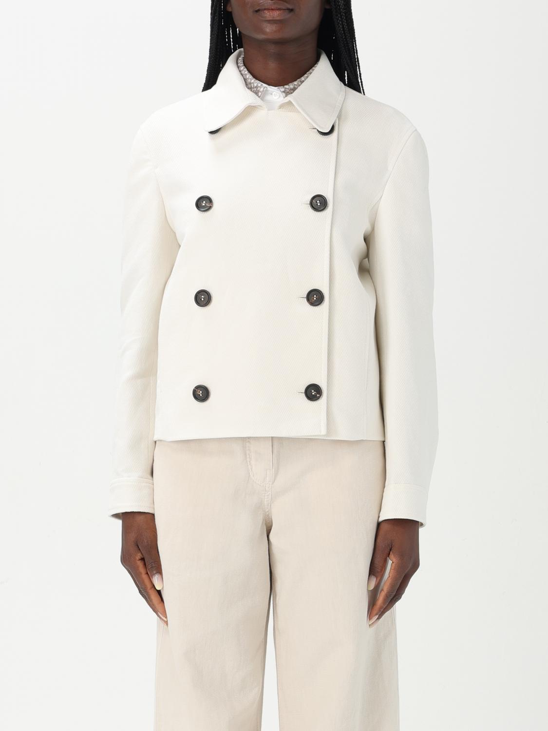 Brunello Cucinelli Handcrafted Peacoat In White