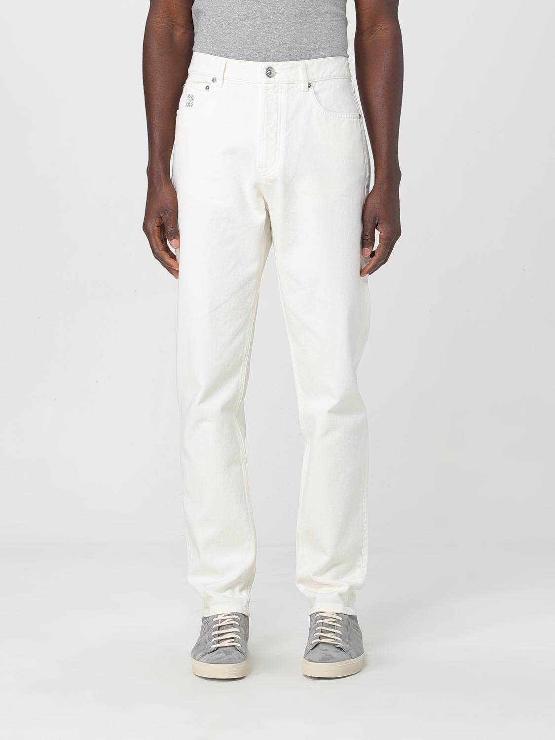 Brunello Cucinelli Five Pockets Beige Trousers In White