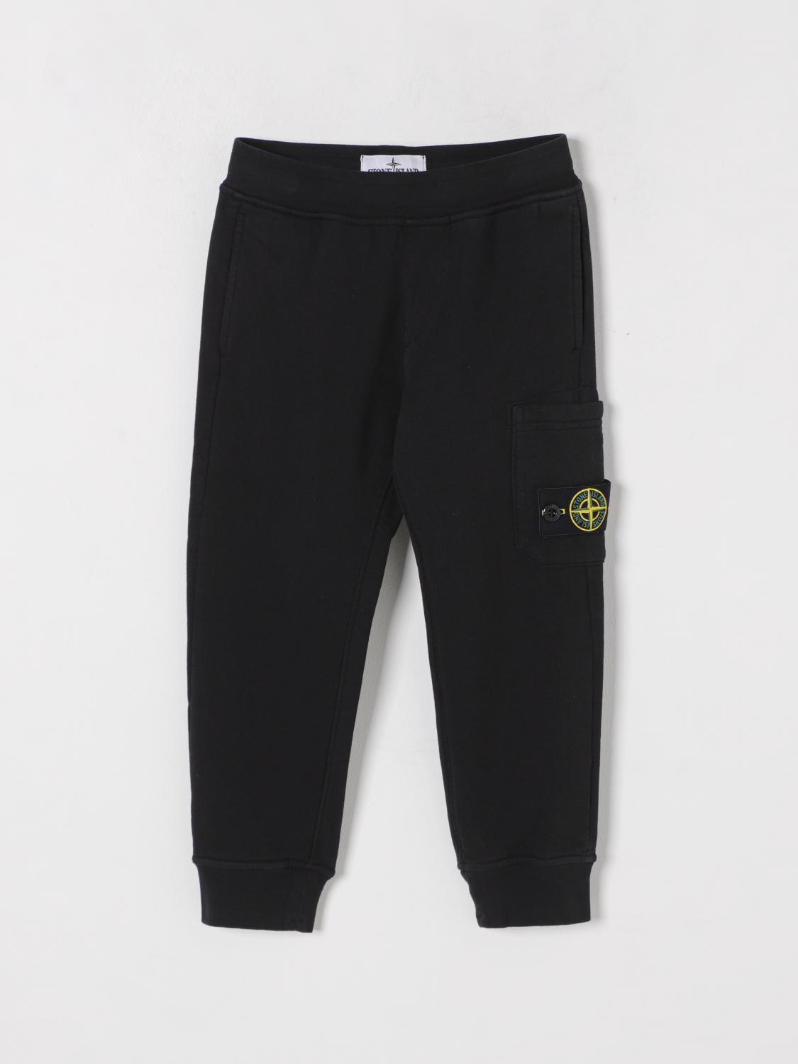 Stone Island Pants Junior Kids Color Blue In Black