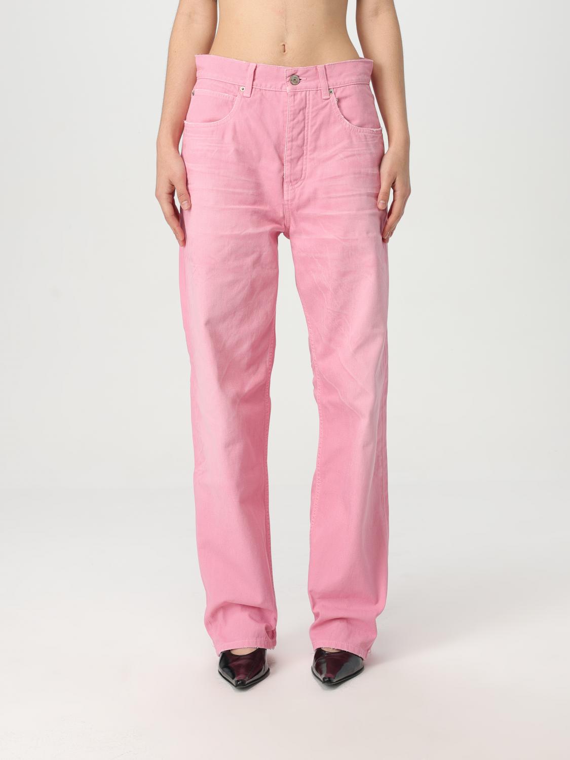 Balenciaga Loose Fit Unisex Trousers With Distressed Accents In Pink
