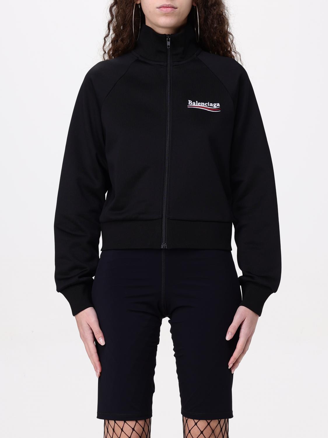Balenciaga Black Cotton Blend Sweatshirt With Logo In Black