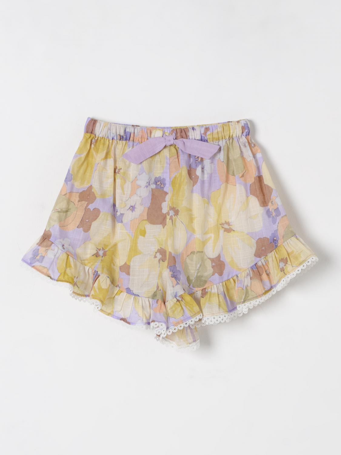 Zimmermann Pop Floral Ruffled Cotton Shorts In Violet