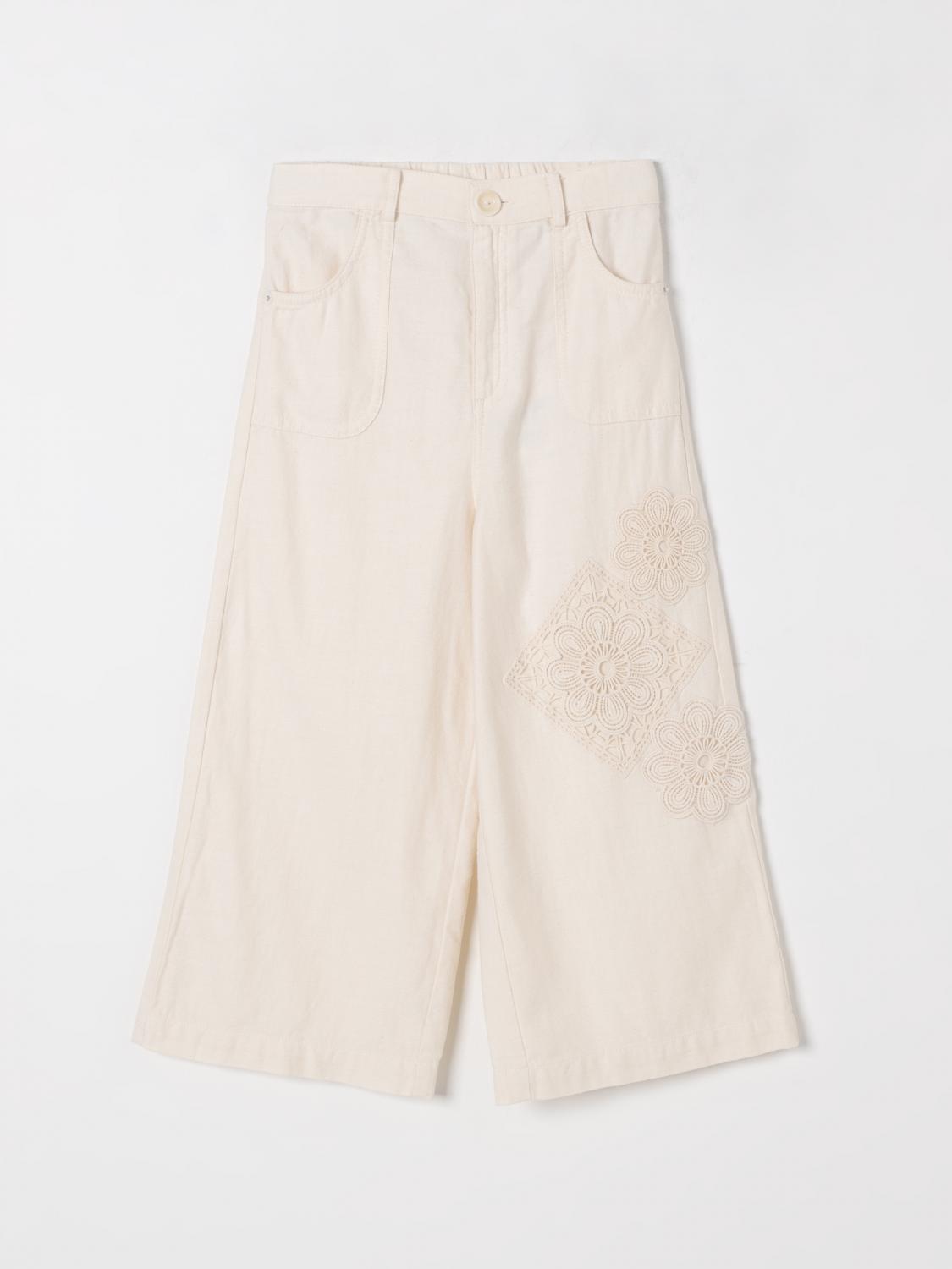 Zimmermann Pantaloni Con Applicazione A Fiore In Beige