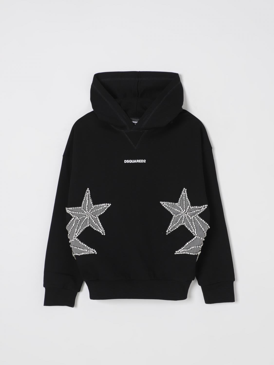 Dsquared2 Sweatshirt With Mesh And Crystals Stars In Black