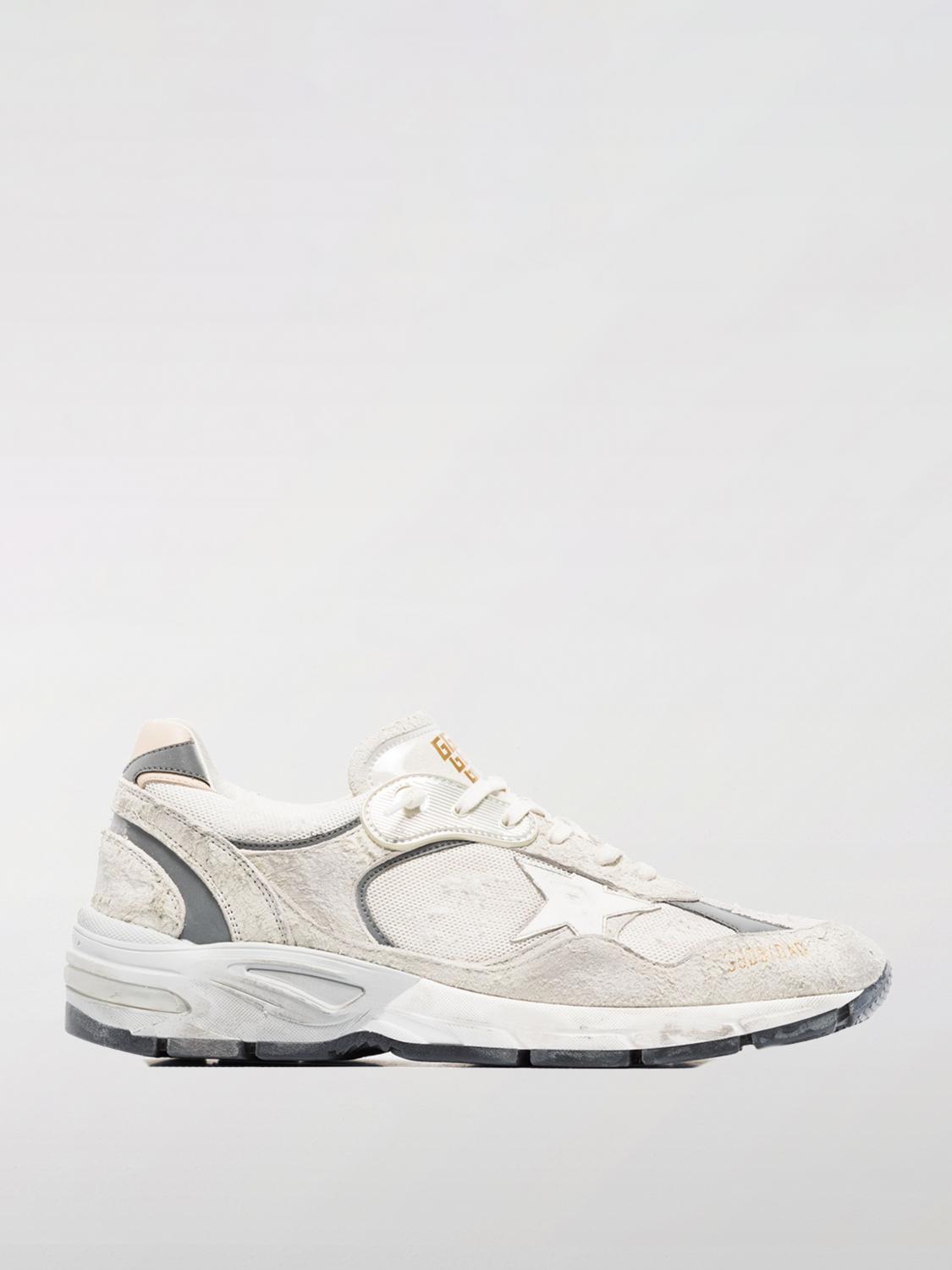 Golden Goose Running Dad Net And Suede Upper Leather Star And Heel Suede Spur Shoes In White