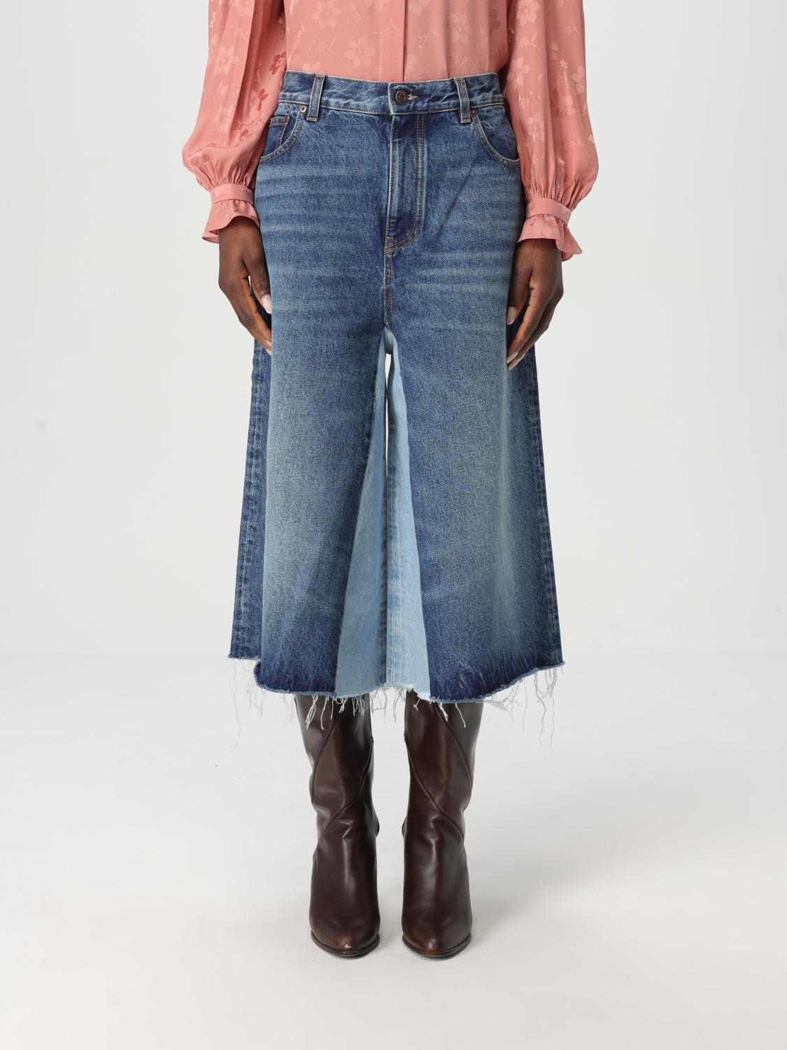 Chloé Blue Bermuda Patchwork Denim Shorts In Blue