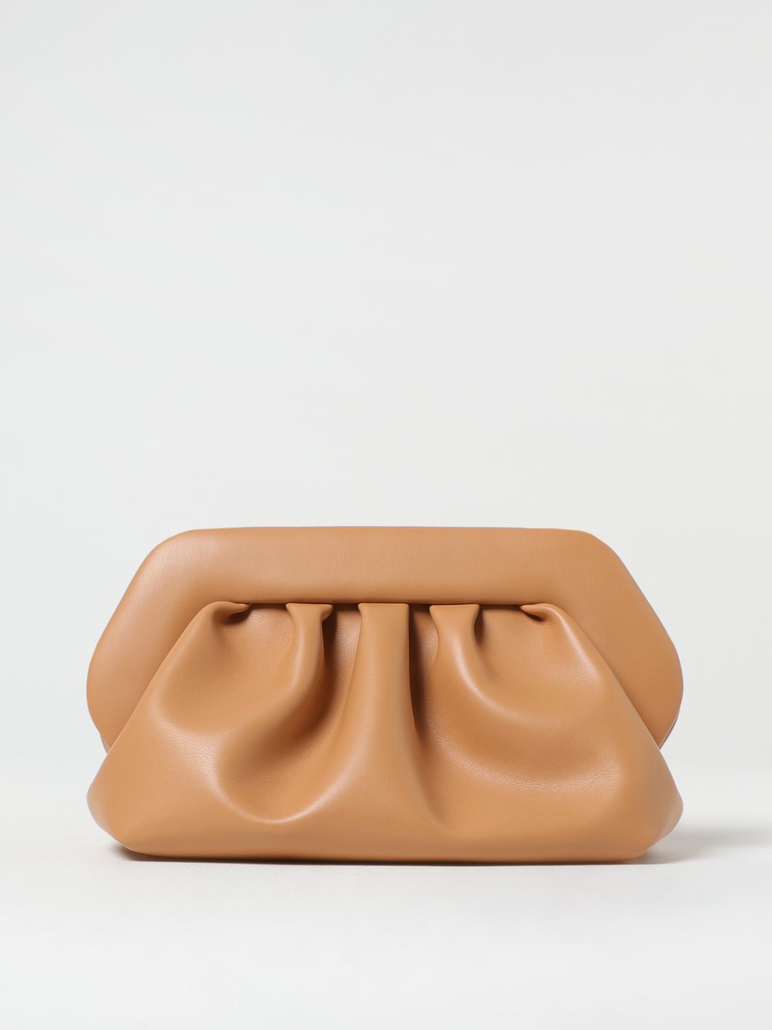 Themoirè Gathered Texture Clutch In Macadamia Tone In Brown