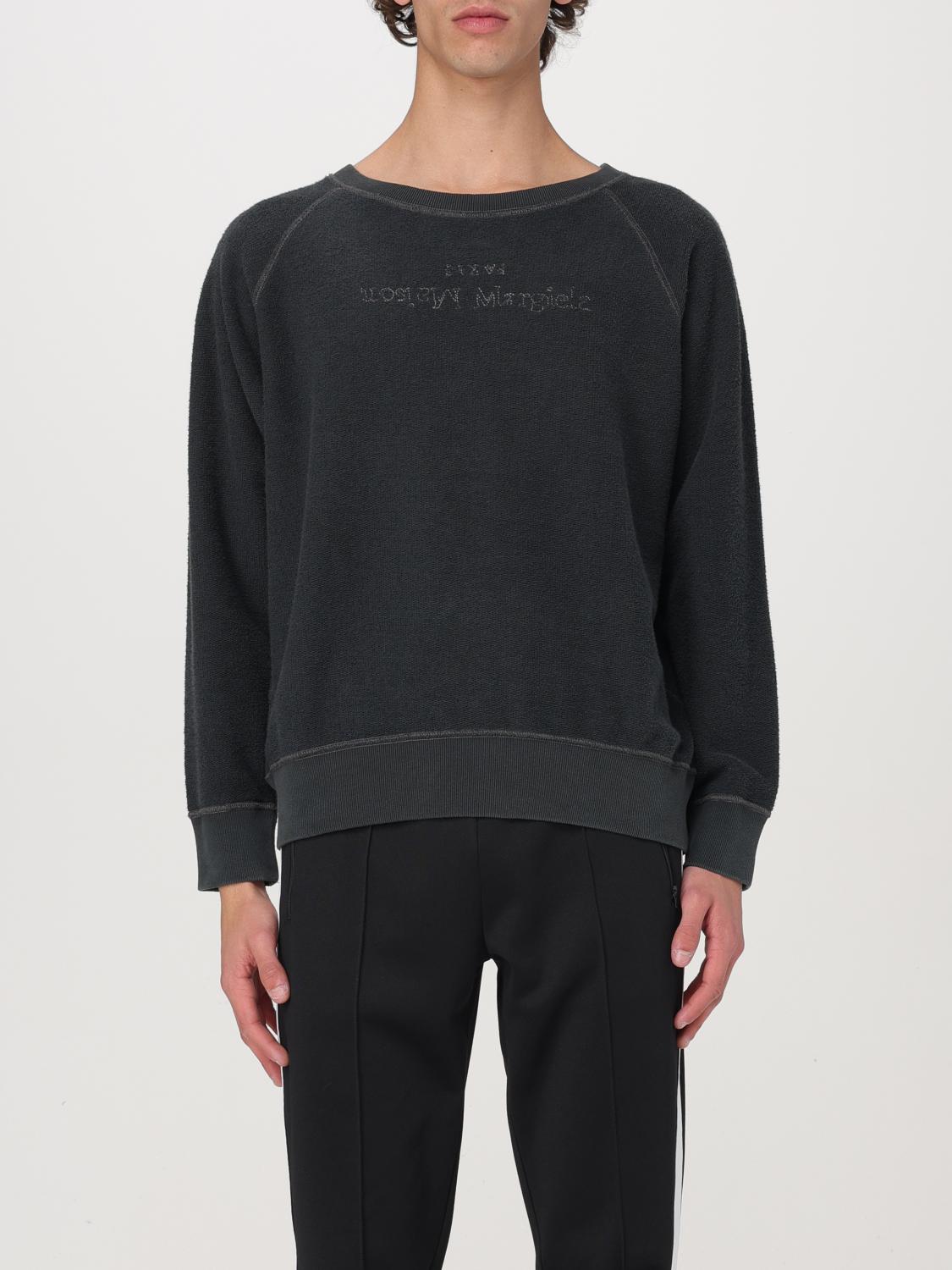 Maison Margiela Faded Black Sweatshirt In Cotton With Logo In Grey
