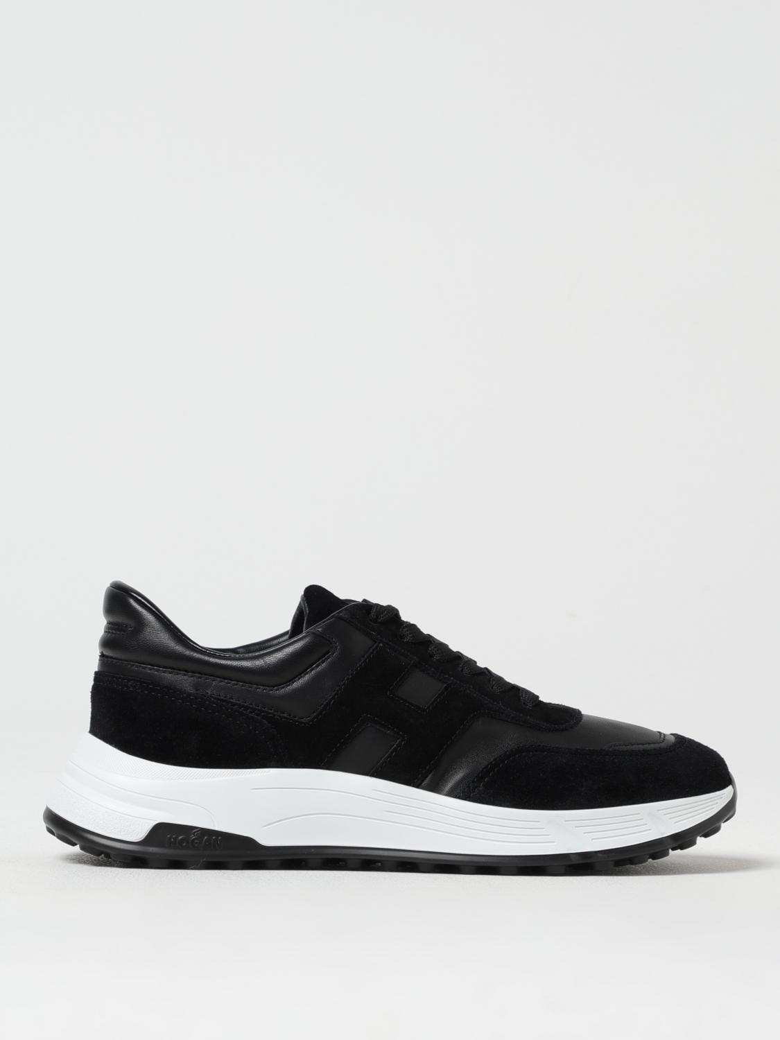 Hogan Low Top Sneakers With Leather And Suede Panels In Black