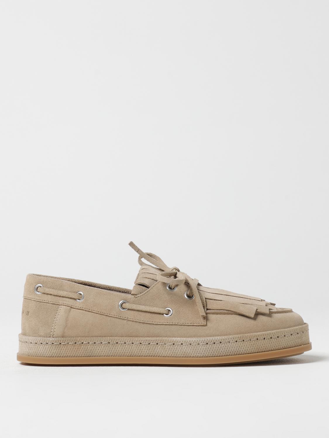 Hogan Refined Suede Flat Shoes With Lace-through Detail In Beige