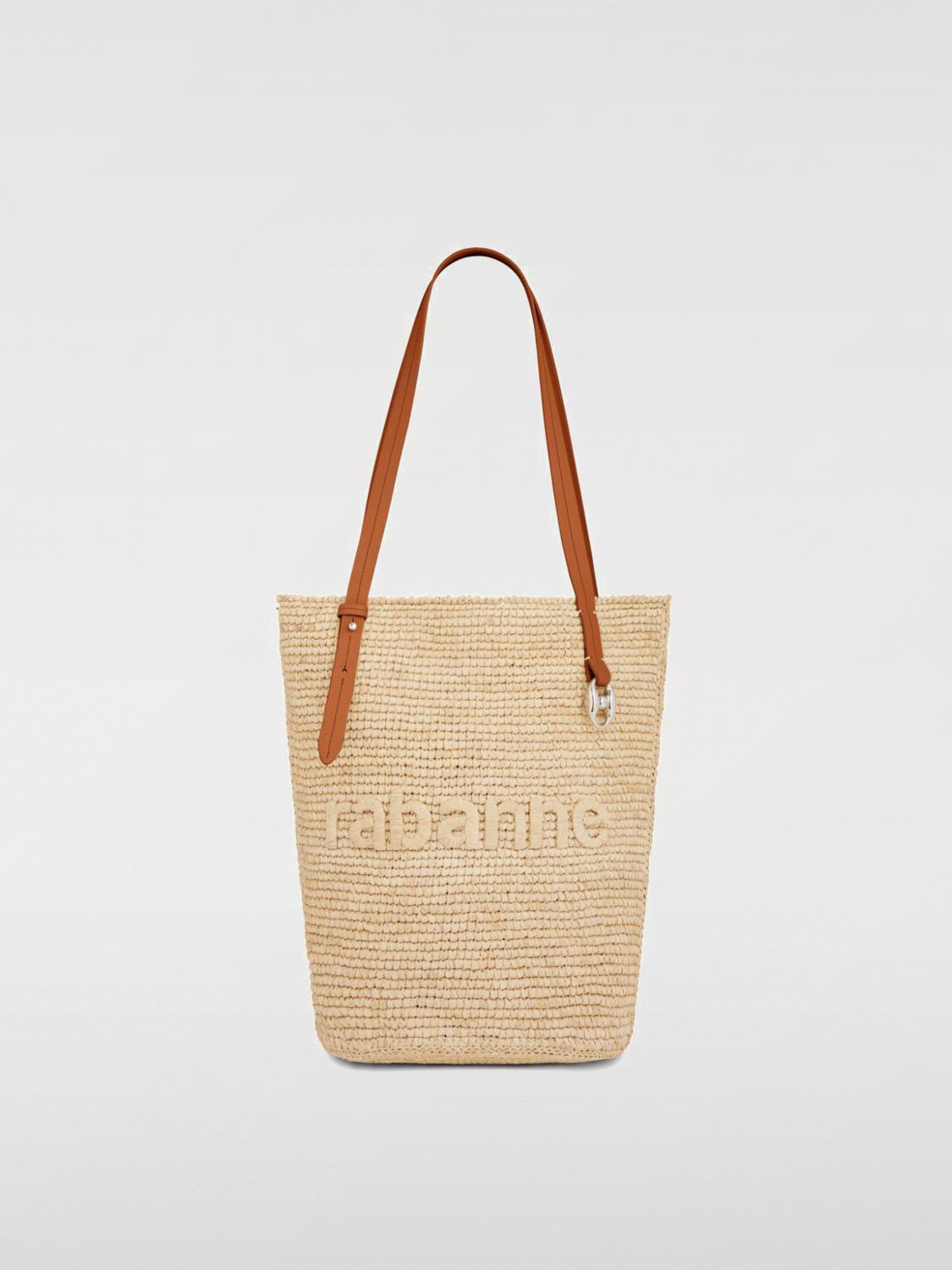Rabanne Tote Bag Weave Texture Leather Handles In Rope