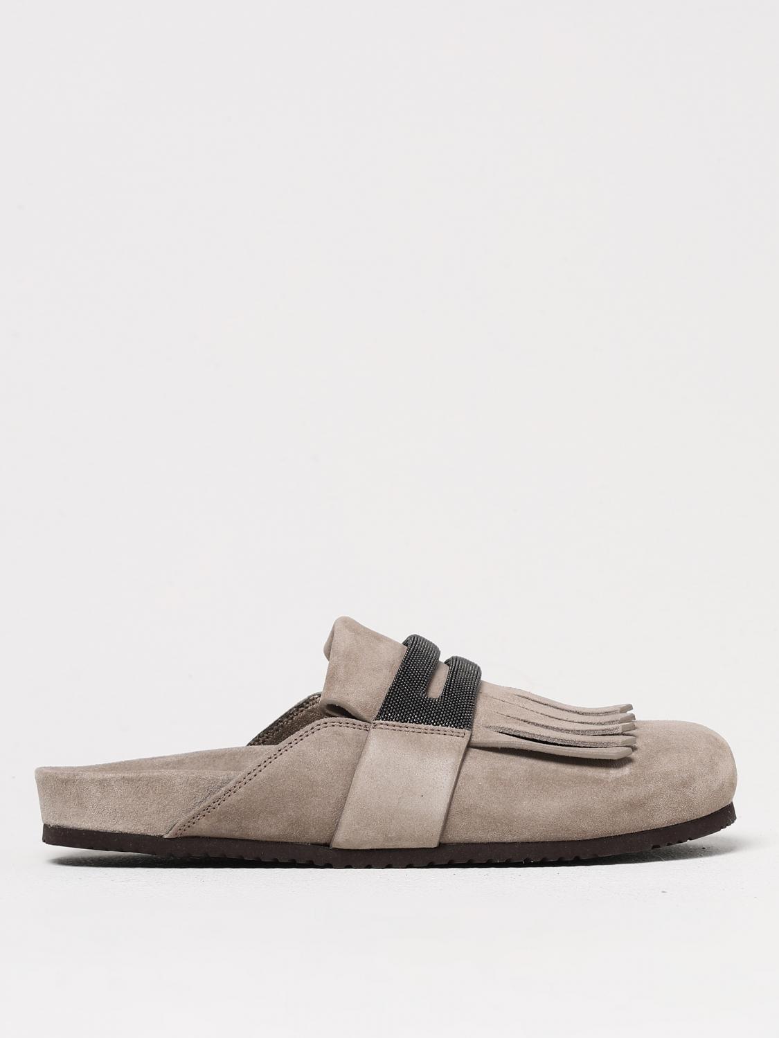 Brunello Cucinelli Flat Shoes Woman Color Grey In Grey