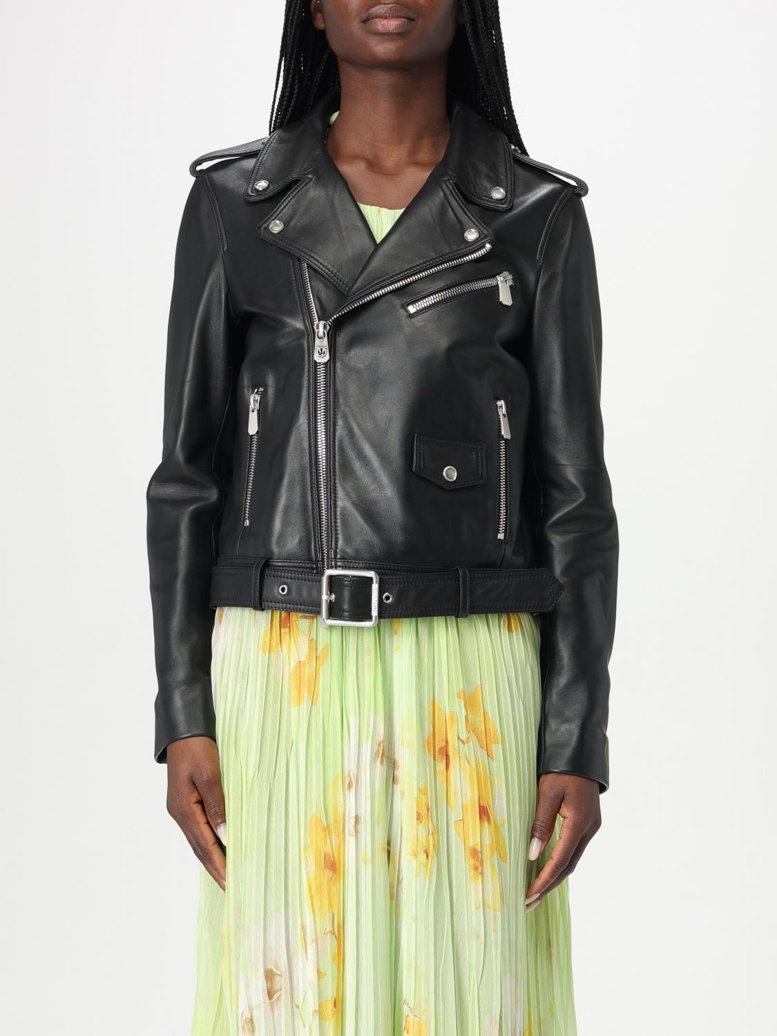 Pinko 'costa Rica' Black Biker Jacket In Leather Woman In Black