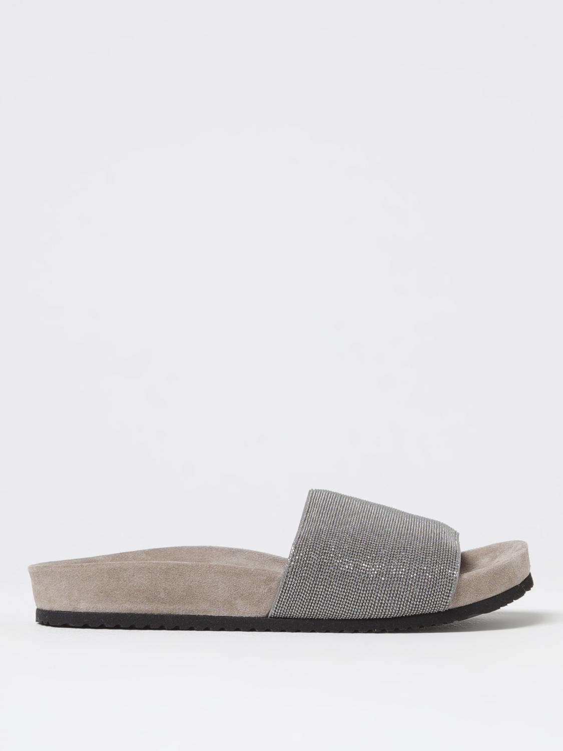 Brunello Cucinelli Flat Sandals  Woman Color Silver In Silver