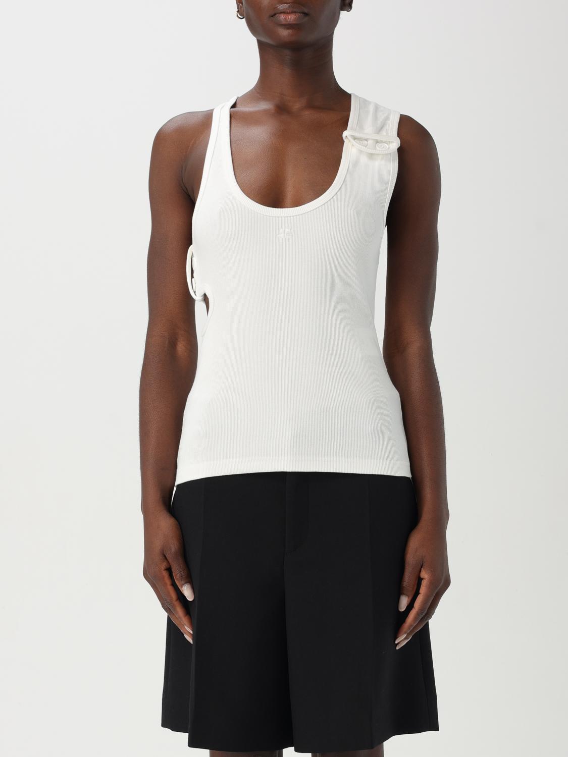Shop Courrèges Top Woman Color White