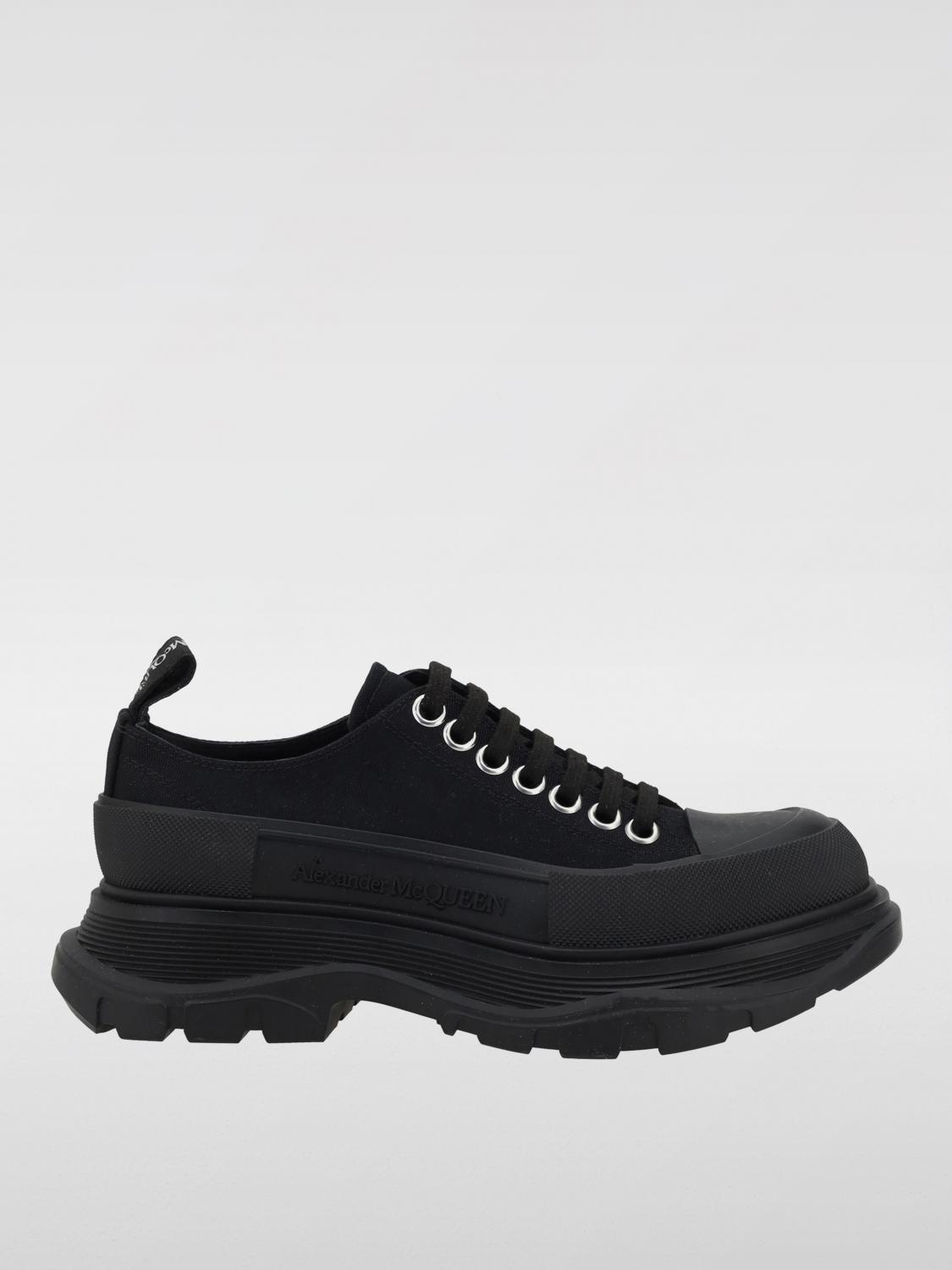 Alexander Mcqueen Black Canvas Tread Slick Platform Low Sneakers In Black 1