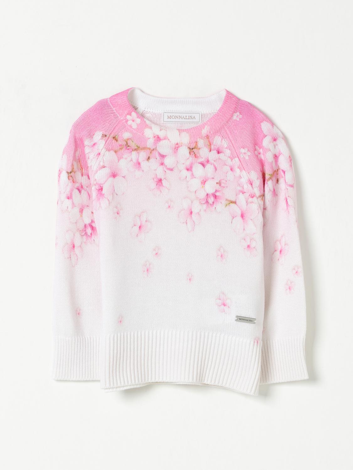Monnalisa Floral-print Sweater In Pink