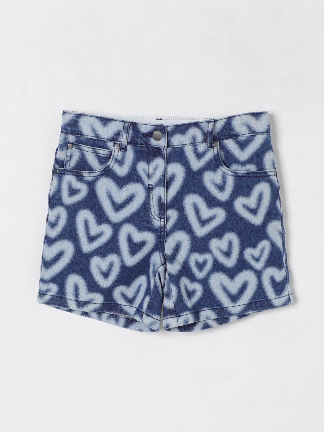 Stella Mccartney Heart Print Denim Shorts Kids In Blau