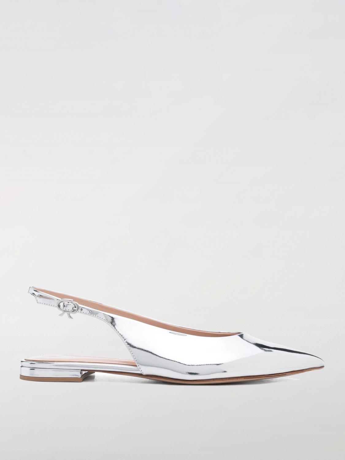 Shop Gianvito Rossi Ballet Flats Woman Color Silver