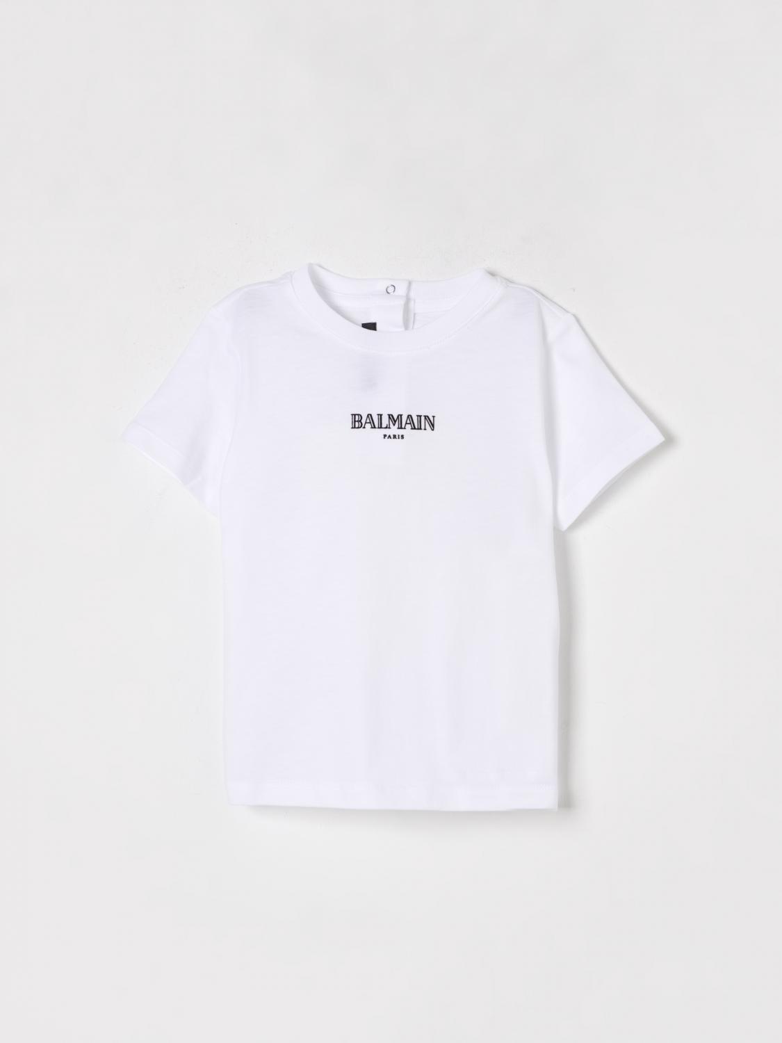 Balmain Flocked-logo Cotton T-shirt In White