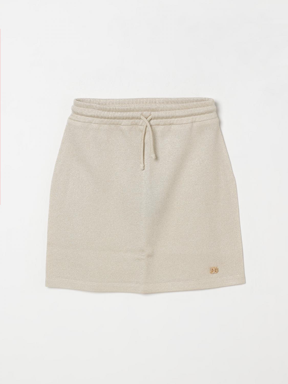 Dolce & Gabbana Logo-appliqué Lurex Skirt In Gold